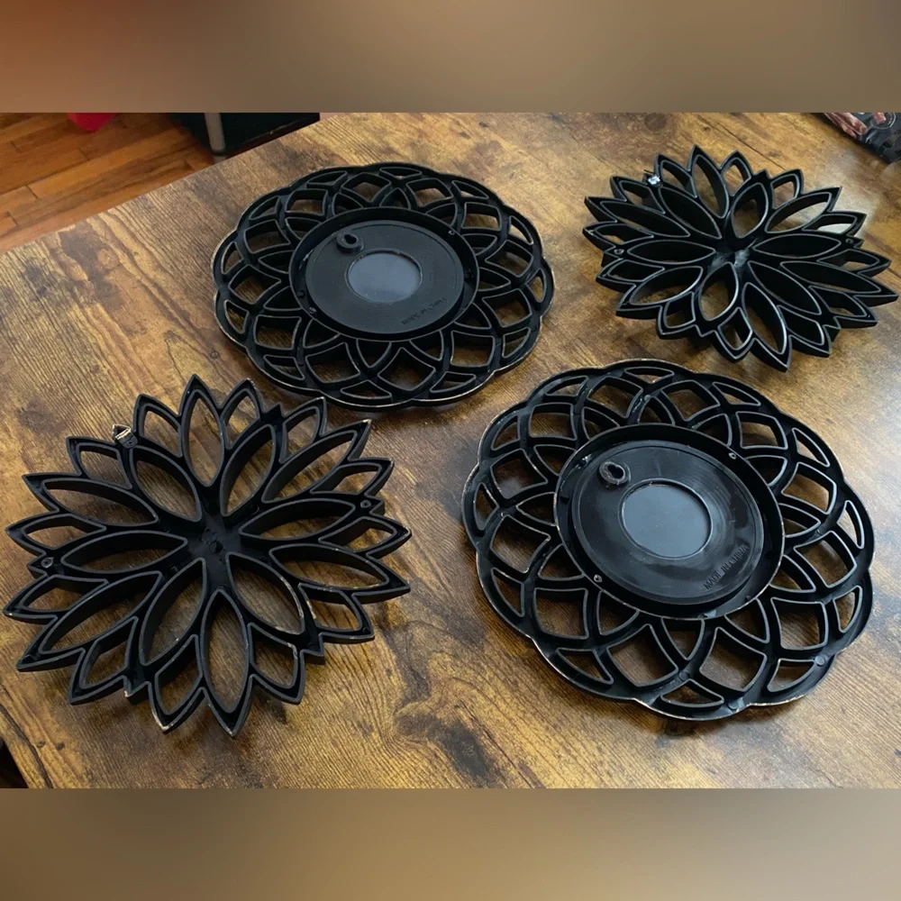 Black Floral Wall Mirror Set